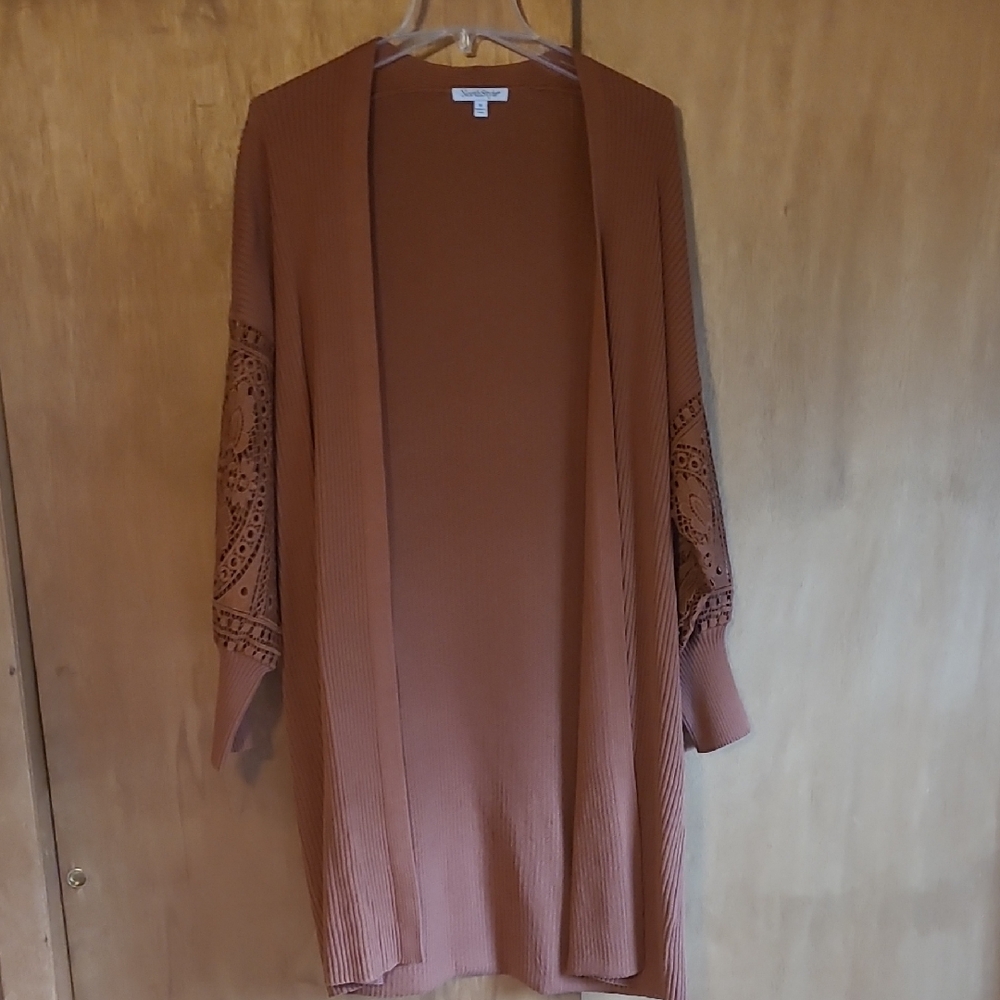 NorthStyle Open-Front Knit Cardigan in Rust
